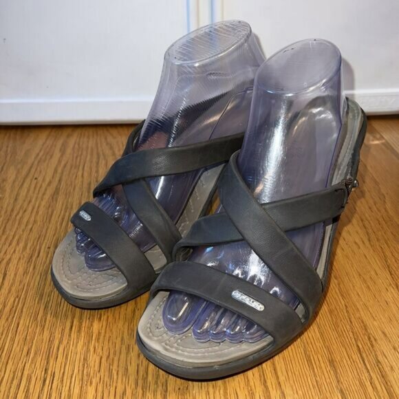 Crocs Cyprus IV Espresso/Mushroom Women's Heel Sandals Sz 9 Shoes - Picture 1 of 6